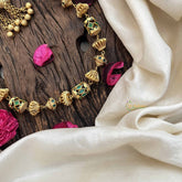 Vriksham Antique Traditional Design Heritage Green Beaded Neckpiece–G20656